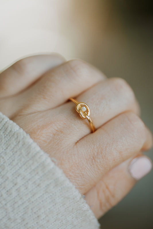 Forever Bonded Knot and Embryo Ring Stack 14k Gold Filled