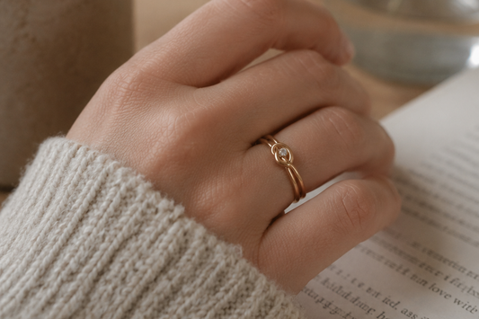 Forever Bonded Knot and Embryo Ring Stack 14k Gold Filled
