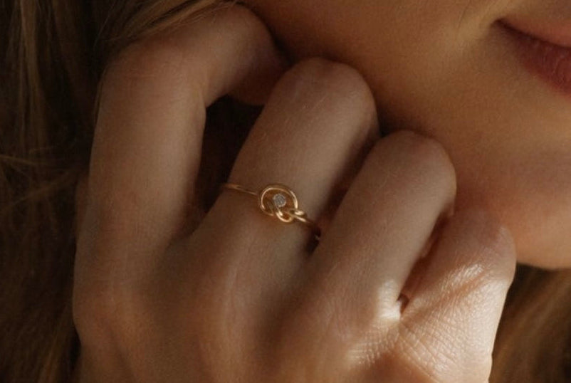 Forever Bonded Knot and Embryo Ring Stack 14k Gold Filled