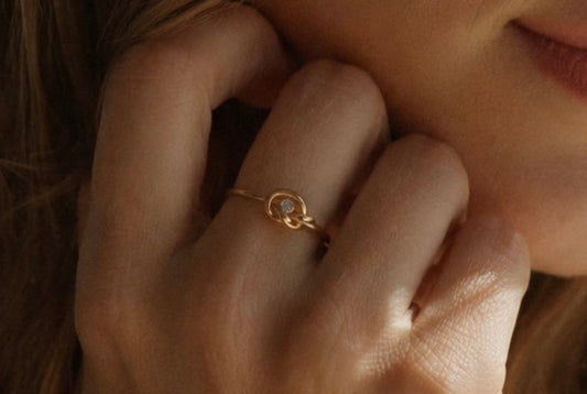 Forever Bonded Knot and Embryo Ring Stack 14k Gold Filled