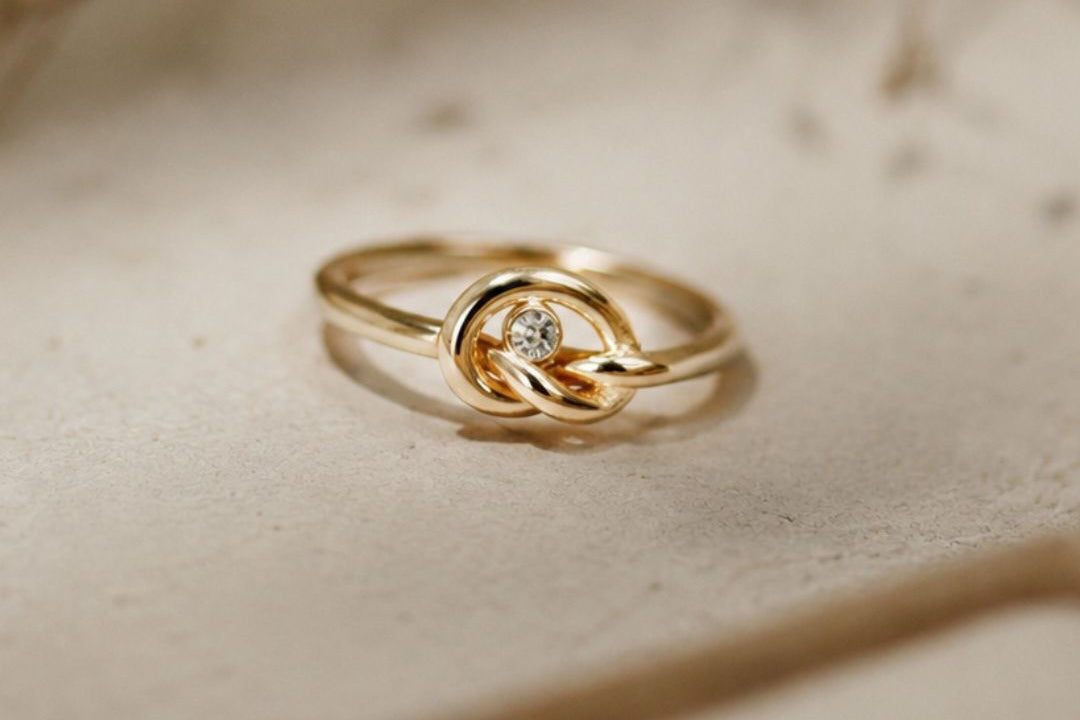 Forever Bonded Knot and Embryo Ring Stack 14k Gold Filled